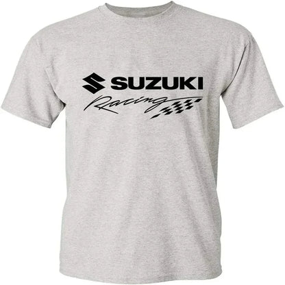 High-quality Motorcycle Riding Print 100% Cotton Men T-shirt Summer Daily Outdoor Sports Casual Loose Street Short-sleeve