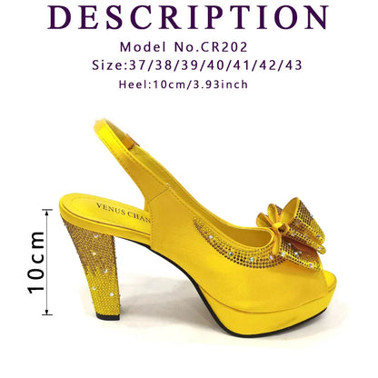 Shoes Matching Bag With Applique Mature African Ladies Super High Heels Sandals for Party Fashionable Italian Women