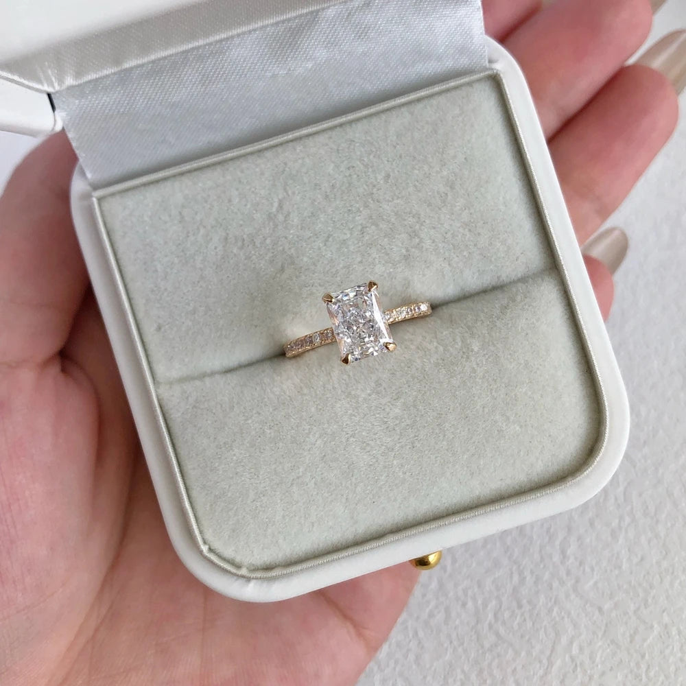 18K Gold Plated 925 Sterling Silver Crushed Ice Cut Lab Sapphire Gemstone Wedding Party Fine Jewelry Rings Wholesale