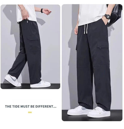 Brand Clothing Spring Summer Men's Cargo Pants Loose Straight Parachute Pants Sport Casual Long Trousers Male