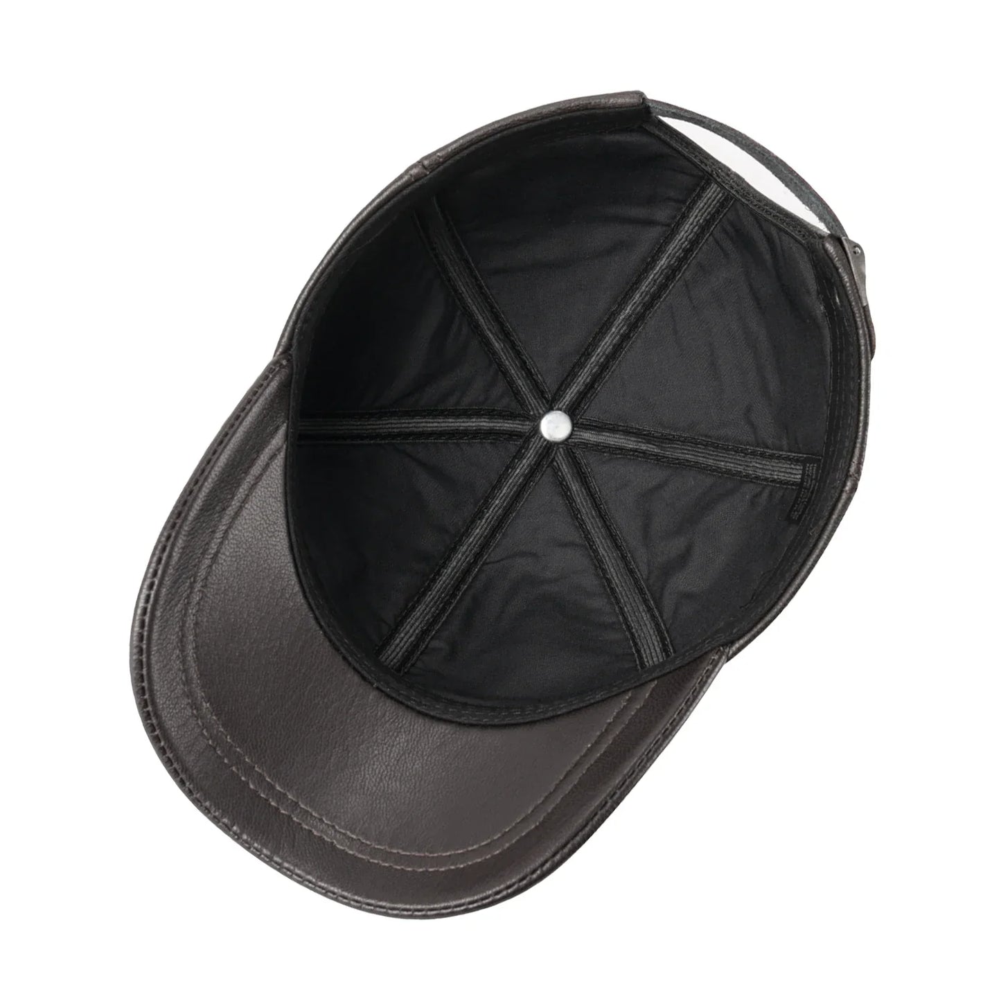 Genuine Leather Unisex Baseball Cap 100% Leather Winter Structured Flat Adjustable Back Strap Hat