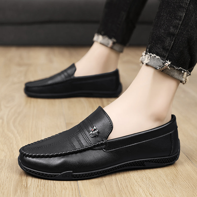 New White Black Leather Men Casual Shoes Luxury Brand Formal Dress Shoes Designer Men Loafers Breathable Slip on Driving Shoes
