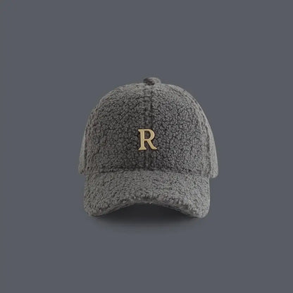 Baseball Cap Winter Hats For Women Men Unisex Letter Metal Logo Imitation Cashmere Keep Warm Simple Casual Winter Cap New Velvet