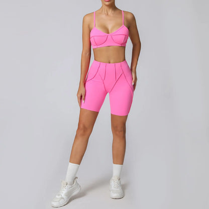 Yoga Sports Fitness Sets High Waist Hip-lifting Trousers Open Back Bra Suit Casual Running Workout Gym Leggings Sexy Sets Women