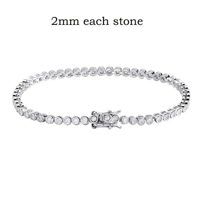 3 Colors 2/3mm Bubbles All Moissanite Tennis Bracelet for Women Men Bangles Full Diamond Pure 925 Silver Chain Jewelry