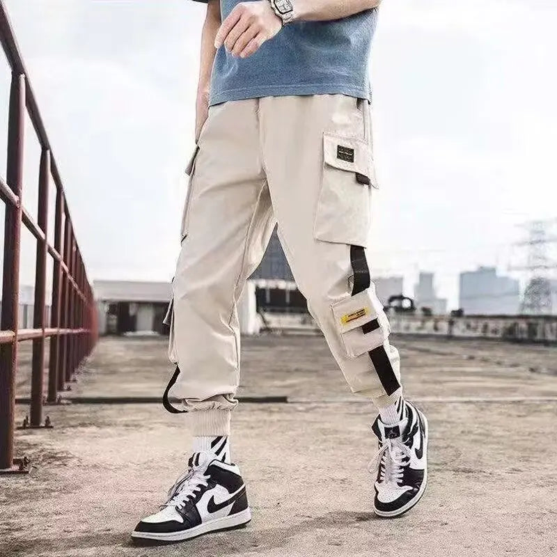 Spring and Summer Men's Casual and Cargo Pants Man Bound Feet Function Versatile Korean Version Trend Men's Trendy Brands