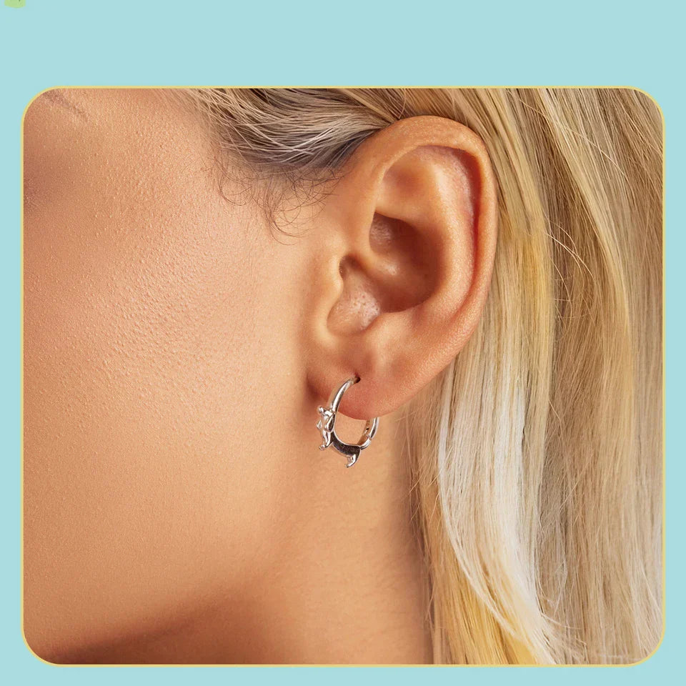 Snake Dog Cat Ear Buckles Women 925 Sterling Silver Dachshund Hoop Earrings Girl Party Birthday Gift Minimalism Jewelry