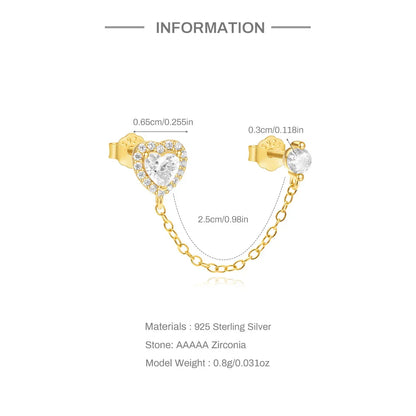1PC 925 Sterling Silver Horse Eye Chain Tassel Zircon Drop Earrings For Women Ins Minimalism Geometric Earrings Gift