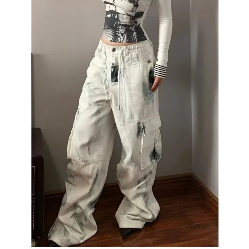 Wide Women's Jeans Span Shoujo Girl Style Denim Tier White Pants Jean