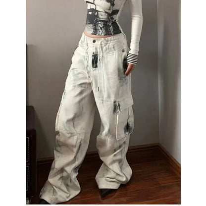 Wide Women's Jeans Span Shoujo Girl Style Denim Tier White Pants Jean
