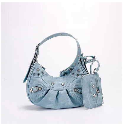 2026 Spring Hot Selling Maillard Style Retro Style Small Bag Spicy Girl Y2K Wasteland Style Vintage Leather Shoulder Armpit Bag