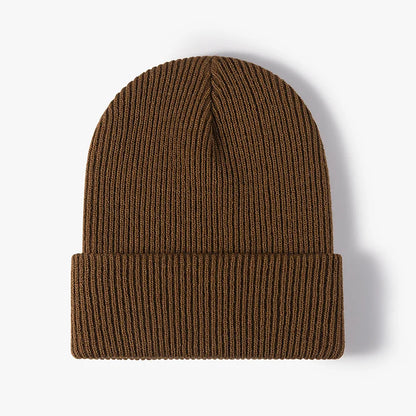 Women Men Autumn Winter Warm Beanie Hat Solid Color Lady Male Stretch