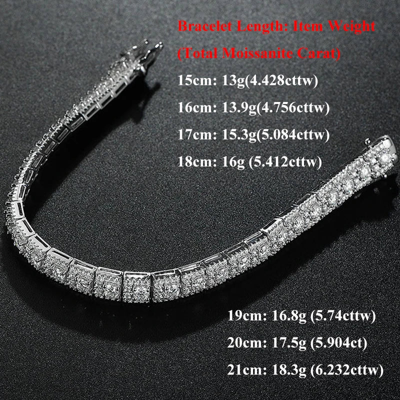 Luxury GRA Certified Full Moissanite Diamond Tennis Bracelet D Color For Woman Man 925 Couple Chain Bracelets Bangle Gift