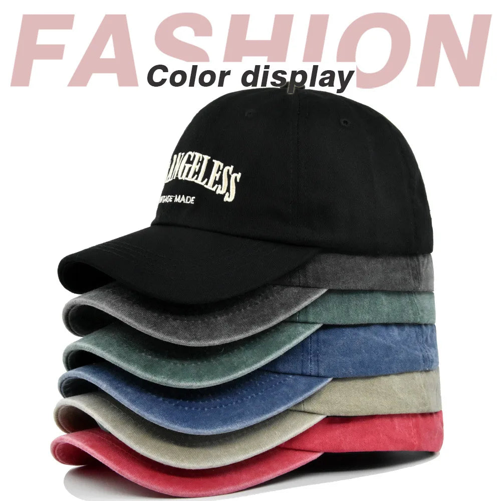 Los Angeles Baseball Cap Men Women Letter Embroidered Hip Hop Hats Vintage Wash Cotton Soft Top Sun Visor Hats Unisex Casual Cap