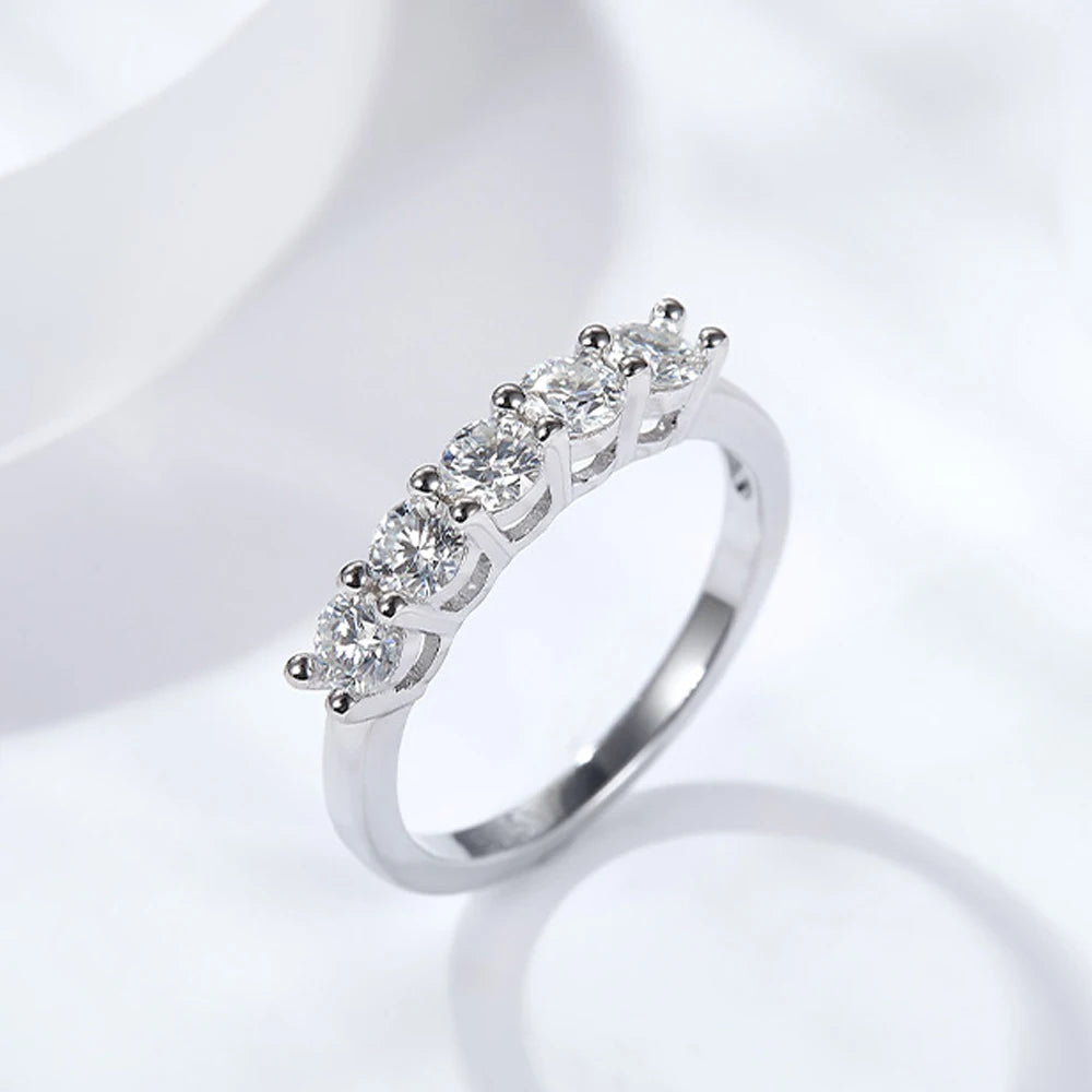 D Color 4mm Moissanite Diamond Rings for Women Classic Match Wedding Eternity Band with GRA s925 Sterling Silver Ring