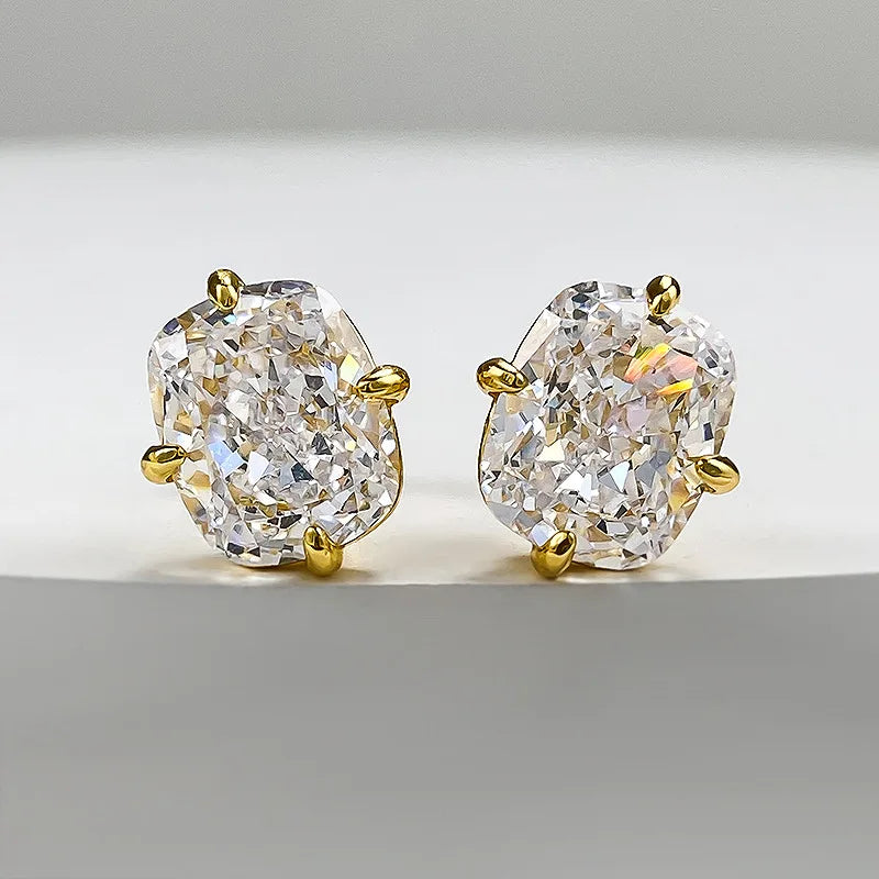 S925 Silver 8*10mm High Carbon Diamond Gemstone Earrings for Women Wedding Engagement Fine Jewelry Gift Wholesale
