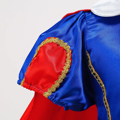 Vestido de Luxo Princesa Branca de Neve com Capa para Meninas Fantasia Infantil Cosplay de Fada Roupa de Carnaval para Crianças Vestido de Halloween