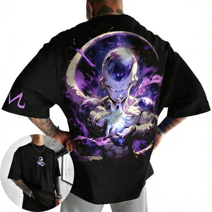 Anime Cotton T-shirt Summer New Frieza Printed Men's and Women's Trendy Versatile Loose Casual Short Sleeve Top