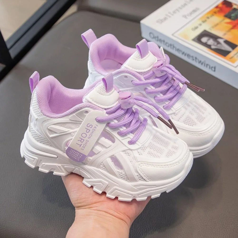 Girls Sports Shoes 2026 Spring and Summer New Children's Casual Mesh Breathable Thick-soled Designer Tennis Sports Shoes