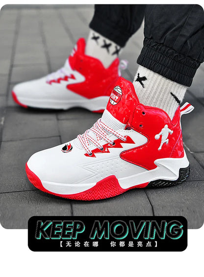 Children Basketball Shoes for Boys Girls Kids Teenagers Breathable Non-slip Lace Up Indoor Outdoor Training Sneakers Tennis Shoe