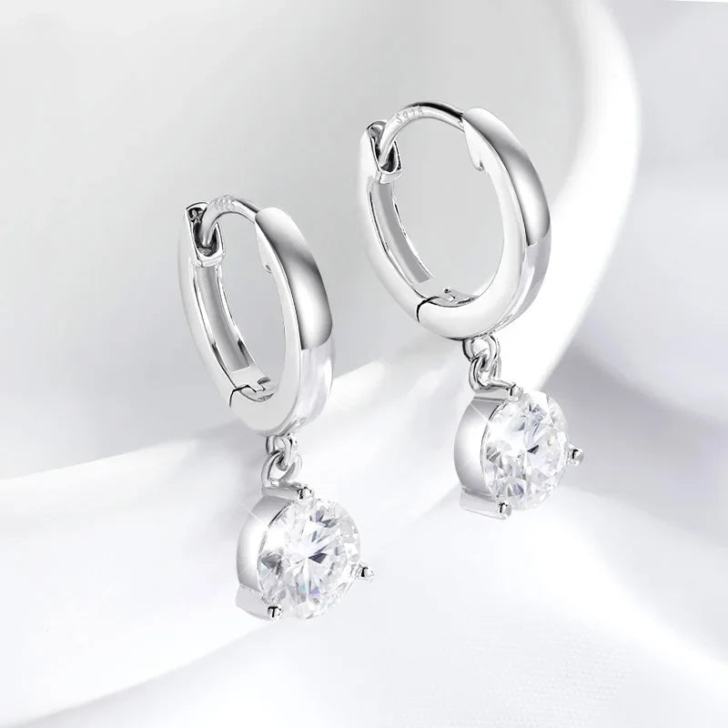 0.5-2CT Brilliant Cut Moissanite Drop Earrings for Women Classic 3 Prong Wedding Fine Jewelry S925 Sterling Silver 100%