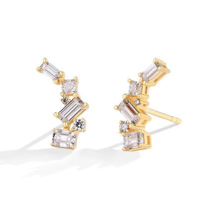 Shiny Synthetic Moissanite Earrings for Women S925 Sterling Silver Geometric Earring Elegant Engagement Wedding Jewelry