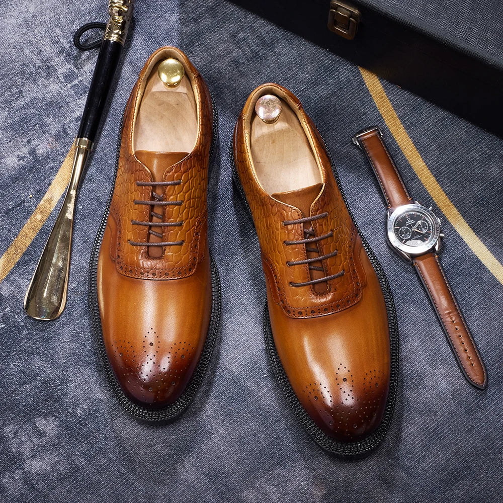 Men's casual shoes Brock Oxford shoes retro red sole genuine leather men's formal 2026 spring/summer new collection