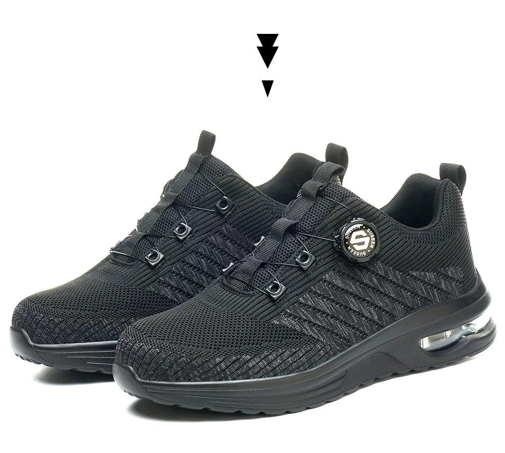 New Men's Rotary Buckle Safety Shoes Anti-Impact Anti-Piercing Lightweight Work Boots Fashion Sporty Design for Outdoor Pro