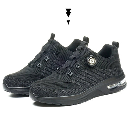 New Men's Rotary Buckle Safety Shoes Anti-Impact Anti-Piercing Lightweight Work Boots Fashion Sporty Design for Outdoor Pro