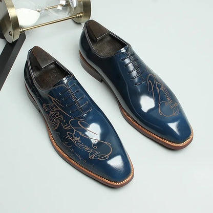 New Patent Leather Mens Formal Shoes Luxury Handmade Comfortable Genuine Leather Designer Green Blue Wedding Social Shoes Man