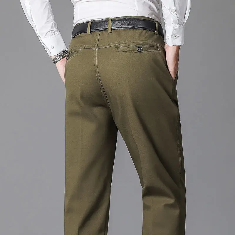 Summer Thin Pants Men's 100% Cotton Autumn Thick Trousers Fashion Brand Cargo Pants Smart Casual Solid Khaki Gray Suit Pant