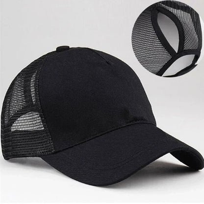 2025 New Ponytail Baseball Cap For Summer Women's Adjustable Black Hat Messy Cap Casual Cotton Girl Snapback Mesh Caps Casual