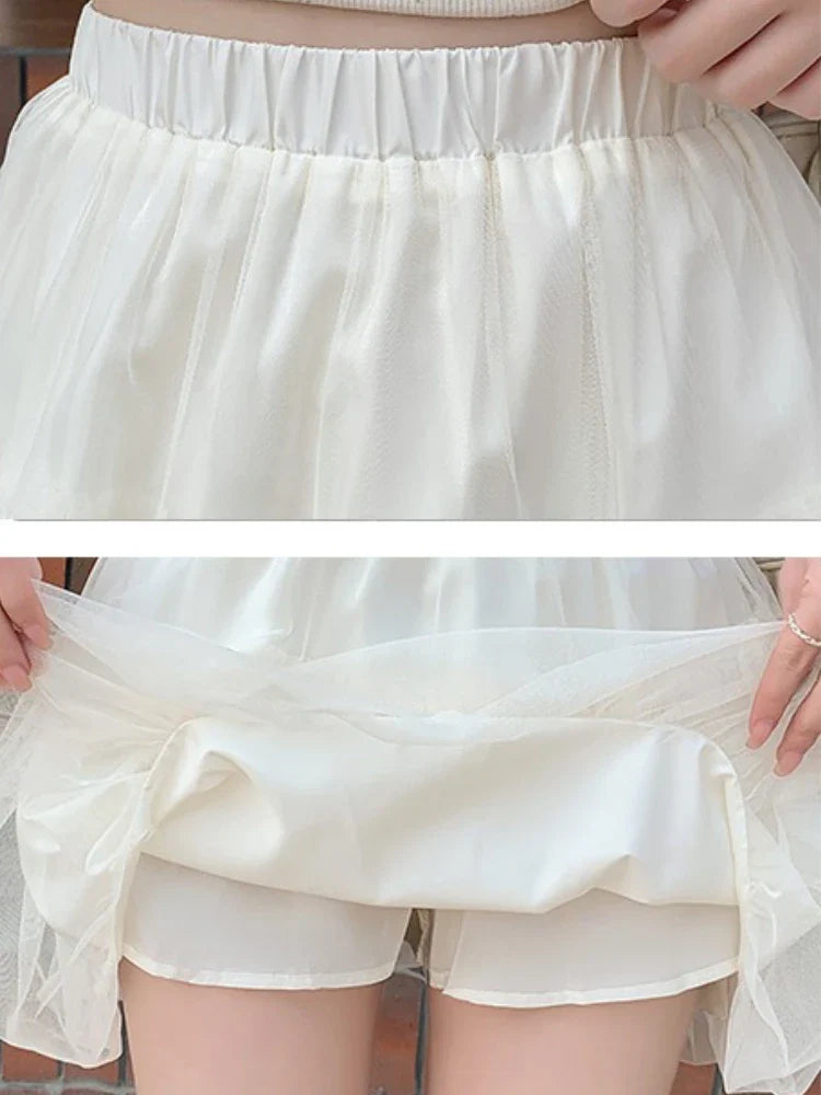 Women Summer 2026 A-Line Mini Skirt Pleated Puffy Short Skirt Korean Fashion Style Flower Bud Skirt Sweet Streetwear Y2k