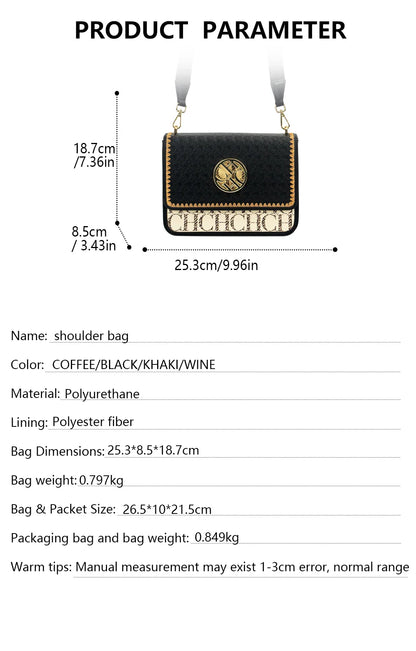 Solid Design Shoulder Bag Dark Letter Embossed Ladies Party Bag Exquisite Luxury Brand Fashion Design Handbag Classic