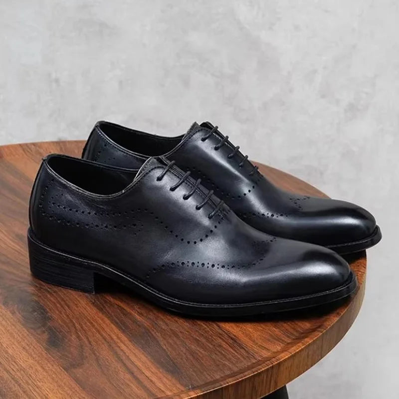 High Quality Cowhide Leather Shoes Men New Style Business Formal Shoes Lace-up Oxford Dress Shoes For Man