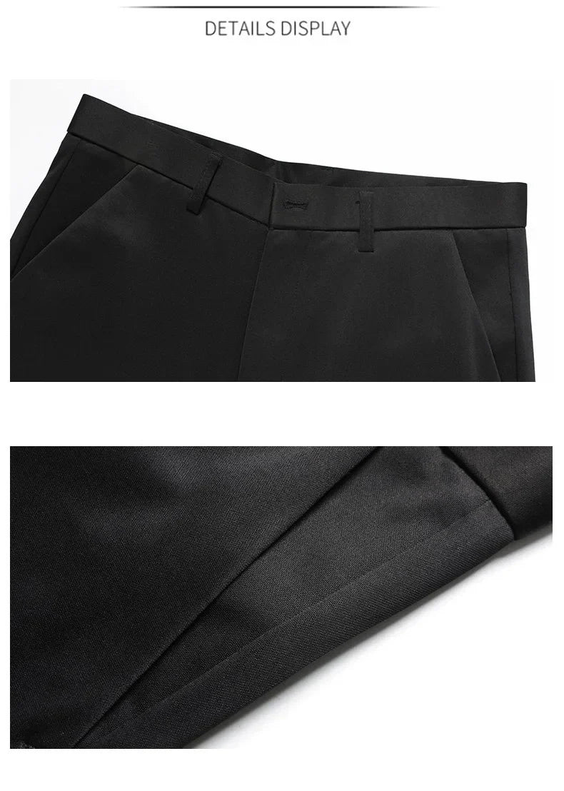 Premium Men's Loose Straight Stretch Trousers – Solid Color Formal Business Pants for All-Day Comfort & Professional Style