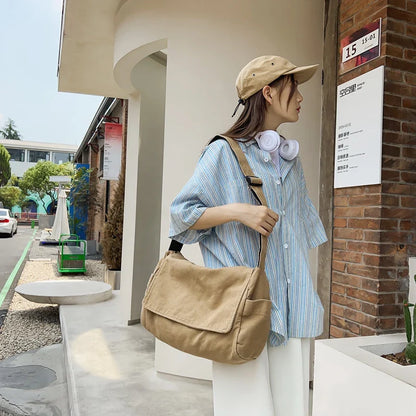 Women's Messenger Bag Vintage Handbag Canvas Teenager Shoulder Tote Bags Casual Handbag Crossbody Bag