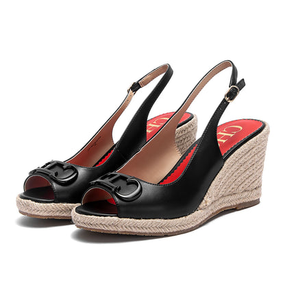Women's Sandals Summer New Wedge Fish Mouth High Heel Open Toe Platform Summer Formal Shoes 8.5cm