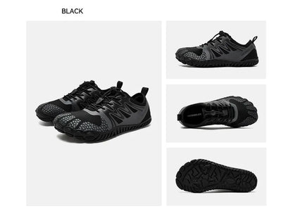 Wide Toe Barefoot Shoes for Unisex Artificial Leather Outdoor Walking Sneakers Zero Drop Minimalist Elastic Band Shoes