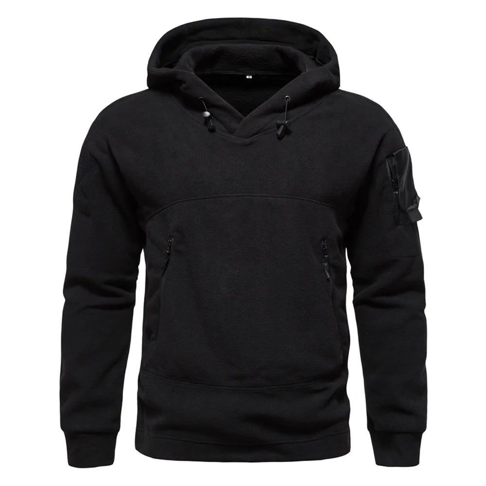 2024 Autumn Spring Fleece Hoodies Men Tactical Sweatshirts Outdoor Thermal Multi-pocket Polar Pullovers Hoodies Man Clothing