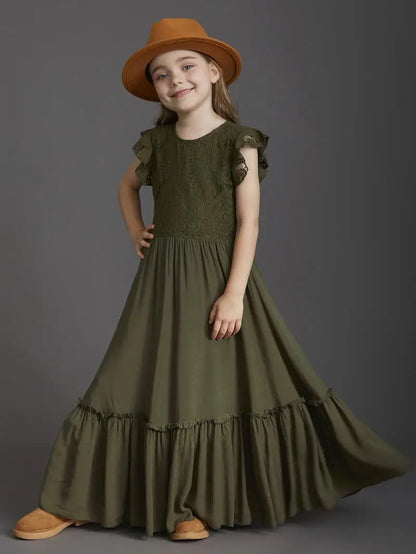 Summer Girls Lace Dresses Kids Flower Girl Wedding Princess Party Dress Vestidos Costume Children Clothing For 4-14Years