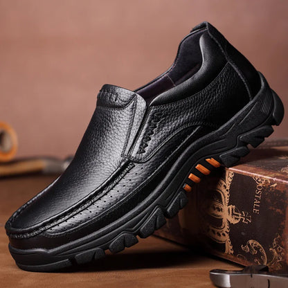 Genuine Leather Shoes Men Loafers Soft Cowhide Mens Casual Shoes Brand Male Footwear Black Brown Slip-on Thick Sole