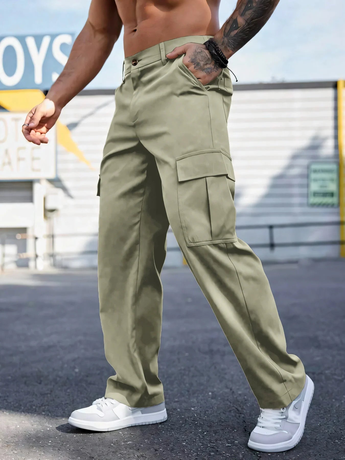 Men's Workwear Pants Wear-Resistant Sports Straight Leg Loose Summer Multi-Pocket Casual Trousers