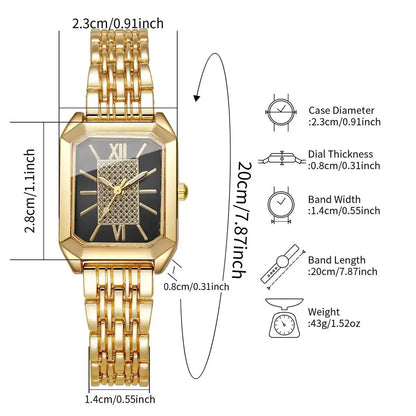 Fashion Rectangle Women Watches Stainless Steel Strap Quartz Wristwatches Reloj Mujer（Without Box）