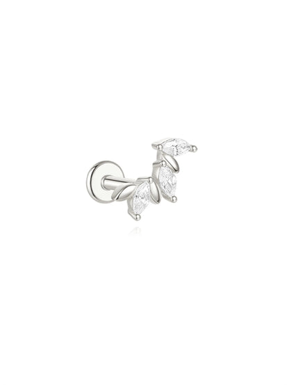 1PC Four Pointed Star Moon Tassel Lotus Cartilage Spiral Puncture 925 Sterling Silver Stud Earring For Women Ins Earring