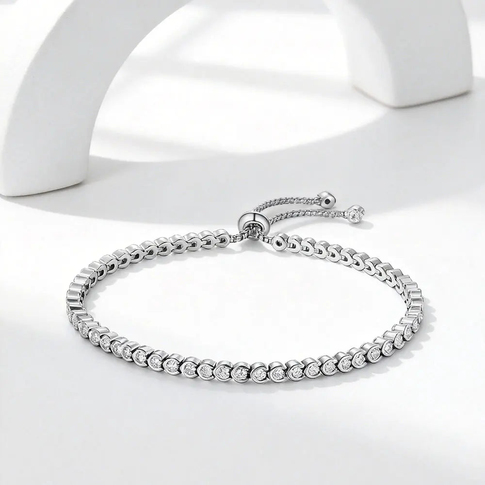 Moissanite Tennis Bracelet S925 Sterling Silver Adjustable Diamond Bangle Birthday Anniversary Fine Jewelry for Women Gifts