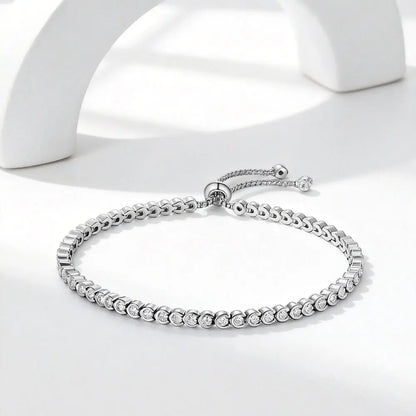Moissanite Tennis Bracelet S925 Sterling Silver Adjustable Diamond Bangle Birthday Anniversary Fine Jewelry for Women Gifts