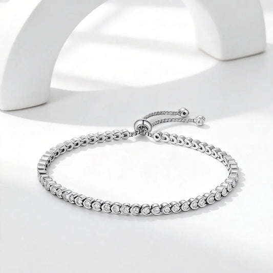 Moissanite Tennis Bracelet S925 Sterling Silver Adjustable Diamond Bangle Birthday Anniversary Fine Jewelry for Women Gifts