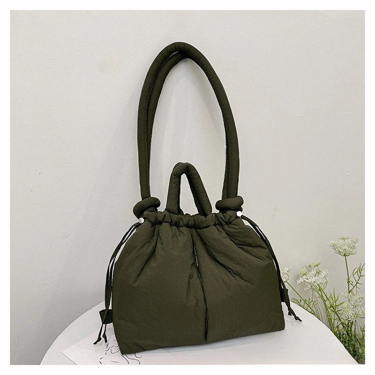 Women's Casual Single-shoulder Bag Large Capacity Nylon Backpack Women's Down Cotton Winter Tote Bag Portable Makeup Handbag