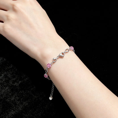 925 Sterling Silver Heart Shaped Bracelet For Women vintage style Pink Moissanite Charm Bracelets Original Party Jewelry